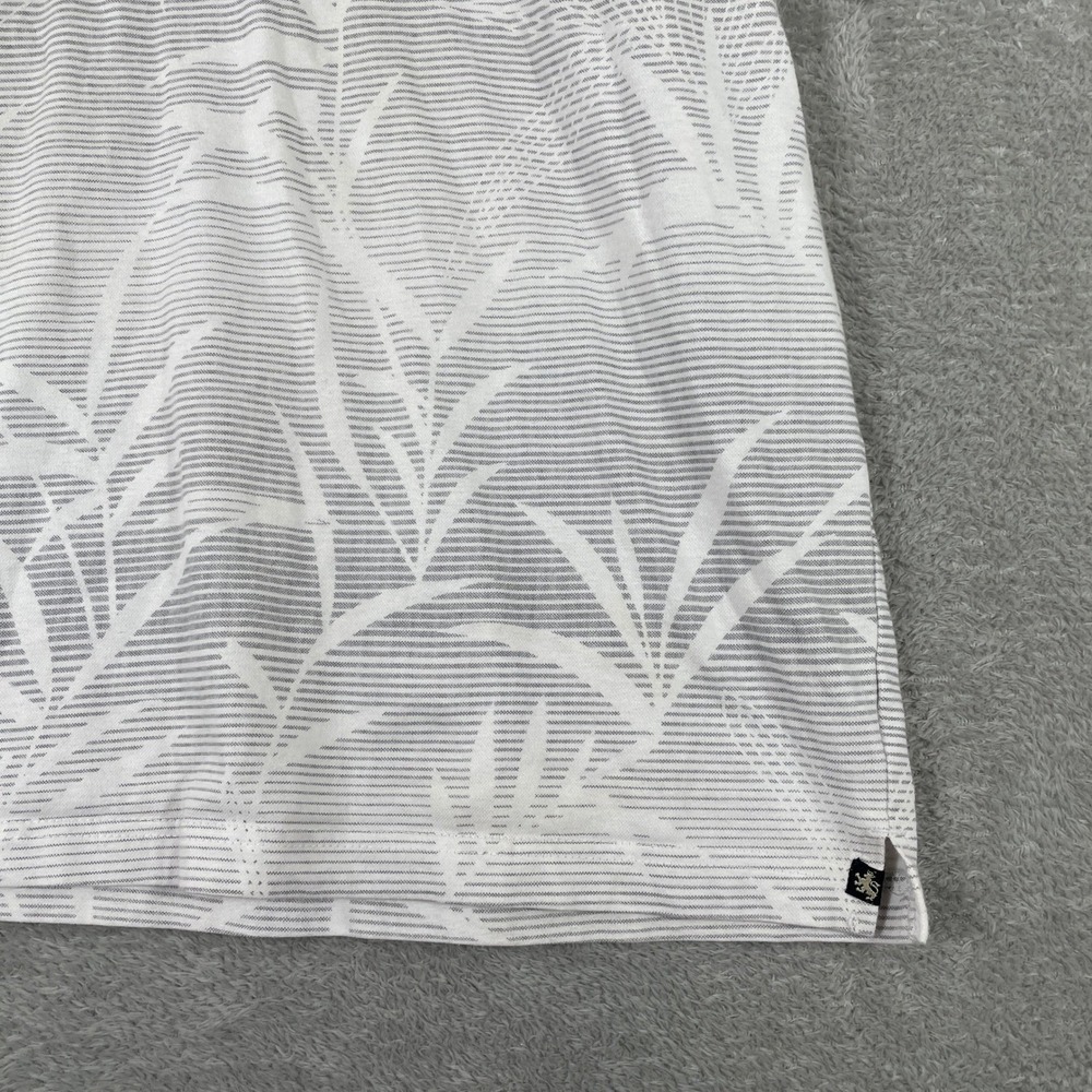 Nat Nast Polo Shirt Mens 2XL White Grey Palm Leaf Striped Coastal Resortwear - Picture 4 of 8